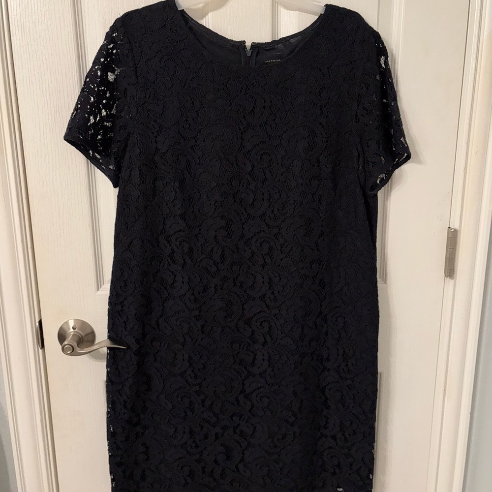 Ann Taylor Navy Knee-Length Sheath Dress